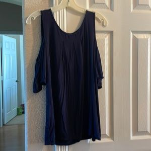 Max Edition Petite navy blue cold shoulder top PL